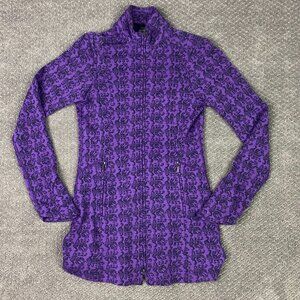 Ibex Full Zip Sweater Jacket Women's XS Purple Zque Merino Wool Mock Neck